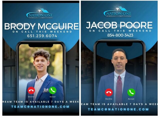 Did you think Team C wasn’t available this weekend? Wrong! We are bringing double trouble this weekend!

Both Jacob & Brody are on call & available this weekend to be a resource!

Teamc@nationone.com

All day, every day - Let’s GO!