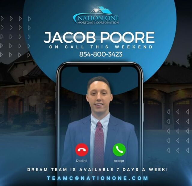 Did you think we would not be working? This weekend, Mr. Poore is ready to be a service for you and your buyers. 

Reach out now in order to get ahead of any appointments. 

Teamc@nationone.com