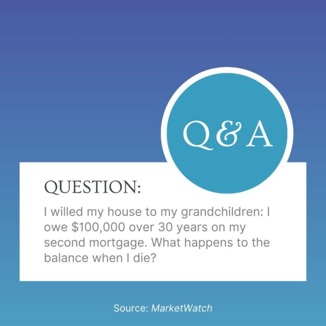 If You Find Yourself In This Situation, Remember That You Have Options. Your Heirs Will Have Ample Time To Decide Whether They Want To Keep Or Sell The Property. 

Phil Crescenzo, Vp Of Nation One’s Southeast Division, Says This Decision To Take On A Second Mortgage Was A Good Move. You Are Tapping Into Your Home Equity To Increase Your Cash Flow Now And Allowing A Plan For The Future That Is Clearly Defined. 

Learn More In @Marketwatch At The Link In Bio.

#Realestate #Mortgagelender #Homeownership #Homeowner #Loans